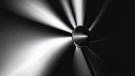 A close-up of a wind turbine blades spinning with a plain background for text.の素材