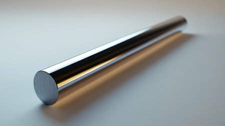 A tapered metal rod on a neutral background, leaving room for text.の素材