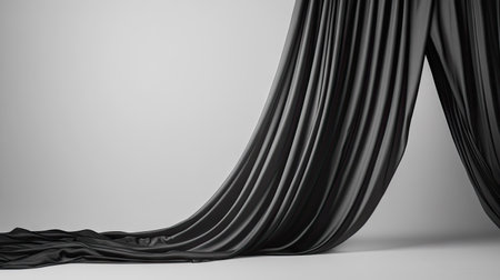 Tapered fabric draped with a clear background, leaving space for copy.の素材