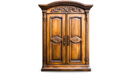 This classic wooden locker features intricate decorative carvings that enhance its elegant design, making it an ideal piece for home or office decor.の素材