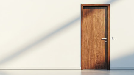A modern wooden door showcasing sleek lines and minimal design. This interior piece adds warmth and elegance to any room setting, enhancing contemporary aesthetics.の素材