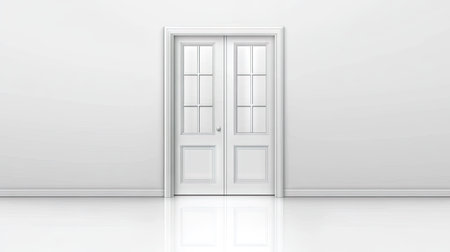 This sleek and modern white door illustration features a minimalist design, perfect for contemporary interior spaces. Ideal for architecture and home decor projects.の素材