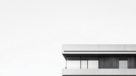 This minimalistic modern 3D architectural illustration showcases sleek lines and a contemporary design, perfect for highlighting elegance and simplicity in architecture.の素材