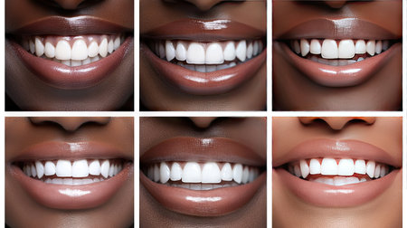 This collage features stunning close-up shots of smiling women, showcasing diverse beauty and joyful expressions. Perfect for art and photography enthusiasts.の素材