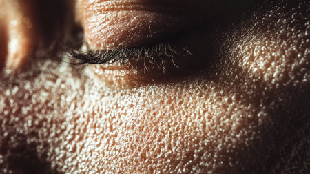 Macro image of human skin with visible pores and texture, natural and unfiltered -の素材