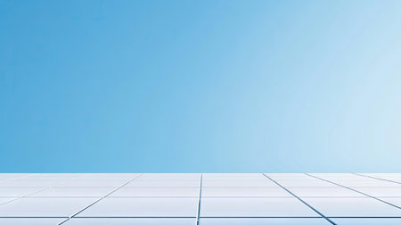 A minimalist rooftop scene under a clear blue sky, showcasing sleek and flat surfaces. Perfect for modern architecture themes and serene backgrounds.の素材