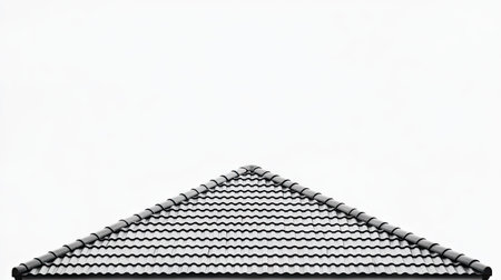 Discover a striking roof design with elegant tiles set against a serene sea view. This image captures a blend of architecture and nature, perfect for creative projects.の素材