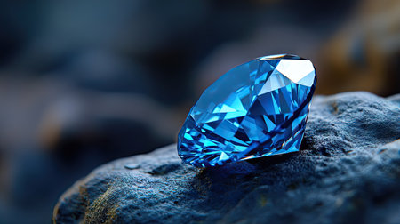 Macro shot of a blue diamond, with a slight focus on the unique color and cut -の素材