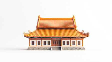 A stylish mockup showcasing a hip roof architecture design, highlighting intricate details and traditional elements, perfect for modern architectural presentations.の素材