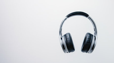 Discover a unique artistic view of gray and black headphones, perfect for showcasing modern audio equipment in a stylish and minimalist setting.の素材