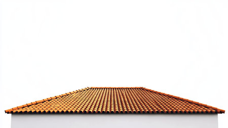 A clean and minimal mockup of an isolated hip roof with red tiles, perfect for showcasing architectural design or roofing concepts against a bright background.の素材
