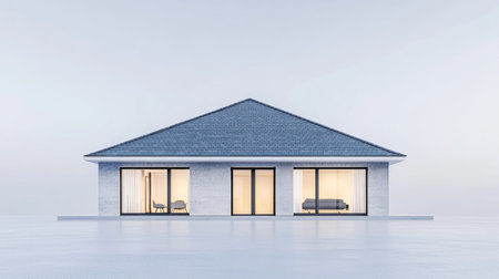A stunning modern house design showcasing large windows and a sleek roof. The minimalist faの素材
