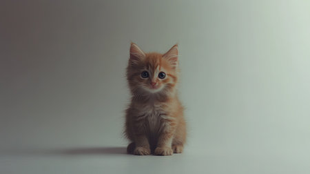 This adorable fluffy munchkin kitten with tiny legs displays an endearing charm. Its soft fur and playful eyes make it an ideal companion for any cat lover.の素材