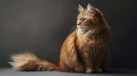 A beautiful portrait of a fluffy Scottish Straight Longhair cat, showcasing its vibrant fur and expressive eyes. Perfect for animal lovers and pet enthusiasts.の素材