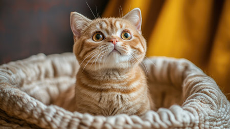 This adorable Scottish Fold kitten features soft, fluffy fur and a curious expression, making it a perfect companion for any pet lover.の素材