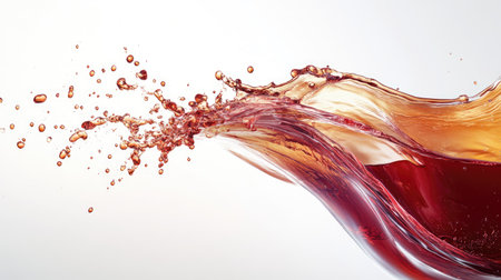 A stunning visual showcasing a dynamic splash of red wine, emphasizing fluid motion and vibrant colors, perfect for creative projects in food and beverage.の素材