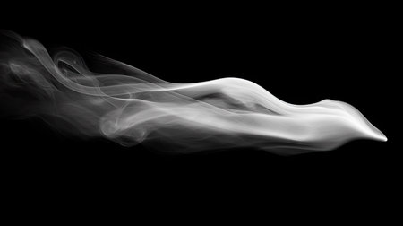 A captivating image of ethereal smoke flowing gracefully against a dark backdrop, evoking a sense of movement and tranquility, perfect for artistic projects.の素材