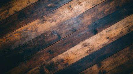 This image features a beautifully textured dark wood plank surface, showcasing rustic elements and natural grains, perfect for interior design projects.の素材