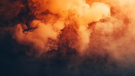 A stunning abstract image of orange smoke billowing against a dark background. This beautiful illustration evokes emotion and artistic ambiance. Perfect for creative projects.の素材