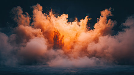 A captivating scene featuring a colorful explosion of smoke and light, creating an abstract and dramatic atmosphere perfect for creative projects.の素材