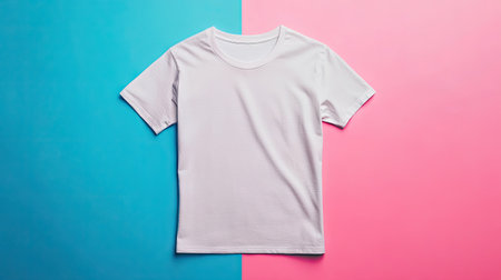 This image features a minimalist mockup of a smooth shirt on a vibrant background. Ideal for showcasing apparel designs or fashion concepts in a clean and modern style.の素材