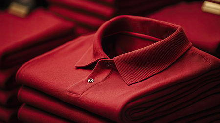 A vibrant red long sleeve polo shirt for men, showcasing a stylish and modern design. Perfect for casual wear or a smart outfit, this quality garment offers comfort and versatility.の素材