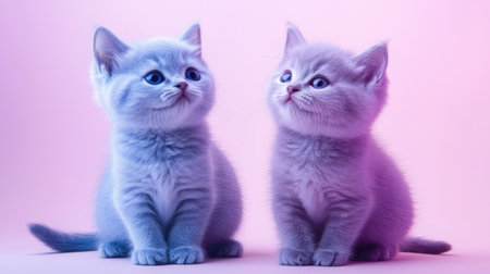 Discover the charm of two adorable British Shorthair kittens. Their playful expressions and soft fur create a delightful and serene atmosphere. Perfect for animal lovers!の素材