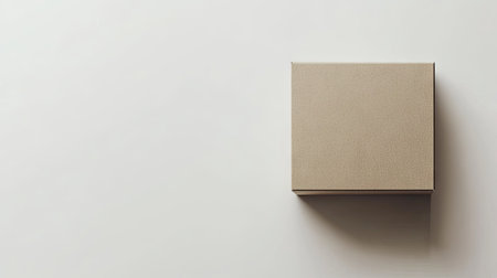 A clean, closed cardboard box on a white background, ideal for conveying simplicity, packing, or e-commerce storage concepts in product photographyの素材