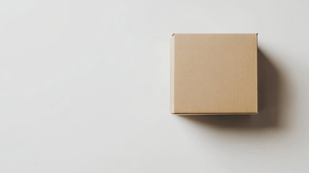 A clean, closed cardboard box on a white background, ideal for conveying simplicity, packing, or e-commerce storage concepts in product photographyの素材