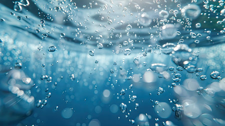 Detailed 8k 3D image of water bubbles rising, capturing the essence of underwater tranquility with this inviting photo.の素材