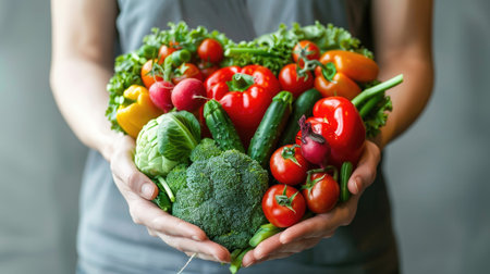 Nutritionist showcasing a heart-shaped dish with fresh, organic vegetables as part of a healthy eating plan with this inviting photo. 5の素材