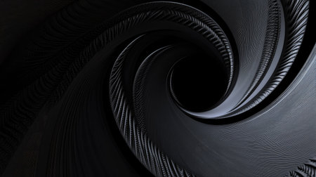 Fractal pattern of a black clock face twisted into infinity, illustrating the boundless and cyclical concept of time.の素材