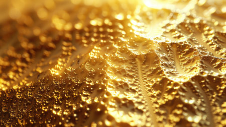 3D rendering of a golden background featuring intricate fractal patterns and a radiant glow with this inviting photo.の素材