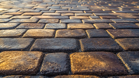 Brick block paving on a driveway, showcasing the durability and visual appeal of the paver floor.の素材