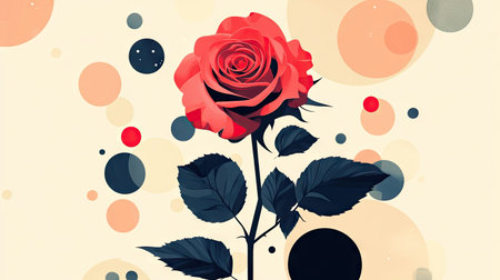 A modern, flat-style rose vector design featuring bold colors and simple shapes, perfect for branding or digital use.の素材