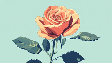 A whimsical, cartoon-style rose vector with exaggerated proportions and playful colors, adding a fun touch to the design.の素材