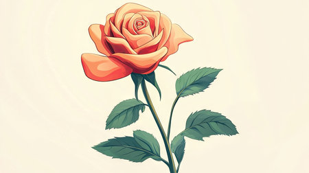 A whimsical, cartoon-style rose vector with exaggerated proportions and playful colors, adding a fun touch to the design.の素材