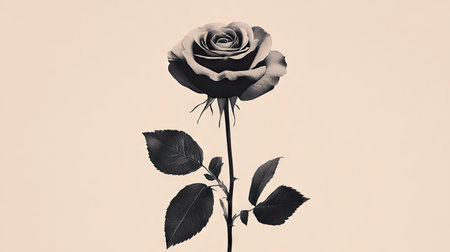 A minimalistic vector of a single rose in a monochrome color palette, creating a sophisticated, modern aesthetic.の素材