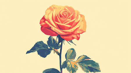 A whimsical, cartoon-style rose vector with exaggerated proportions and playful colors, adding a fun touch to the design.の素材