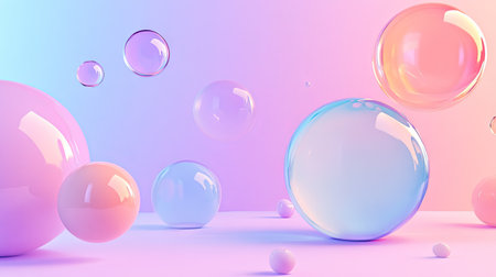 3D render of fluid geometric shapes against a gradient background. Ideal for creative and multipurpose use.の素材