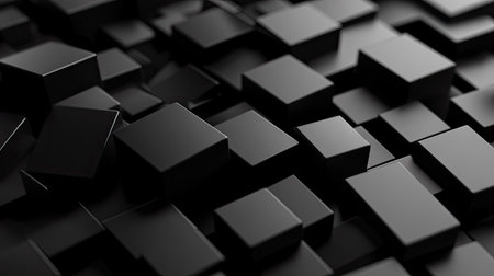 Black background with 3D geometric blocks creating an abstract formation.3の素材