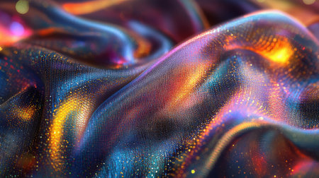 Processed collage of shimmering cloth and holographic textures, ideal for 3D mapping.の素材