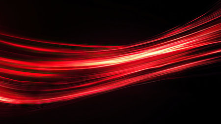 Dynamic red light curves with fast speed motion on a black background, perfect for creating modern and striking vector illustrations.の素材