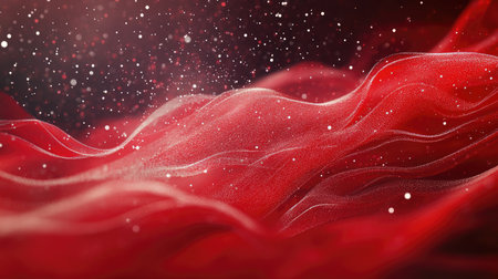 Flowing red waves with scattered white dots in an abstract background, perfect for bold and engaging visual projects. -の素材