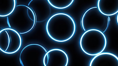 Glowing circles lights on a black background, perfect for placing text, signs, and advertisements for retail shopping and business agencies. -の素材