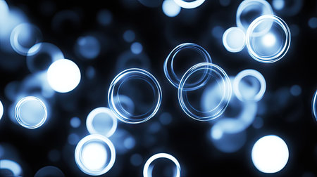 Glowing circles lights on a black background, perfect for placing text, signs, and advertisements for retail shopping and business agencies. -の素材