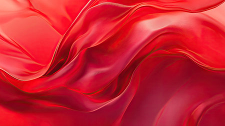 Vibrant red abstract backdrop with flowing shapes, ideal for creating eye-catching gift cards, covers, or posters.の素材