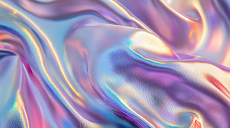 Iridescent fabric collage with holographic textures, perfect for a trendy banner background.の素材