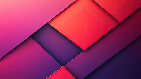 Vibrant gradient from red to purple with geometric shapes, perfect for eye-catching abstract backgrounds.の素材
