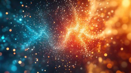 A sparkling abstract background with fireworks, representing the joy and celebration of both Christmas Eve and th of July, perfect for festive card designs.の素材